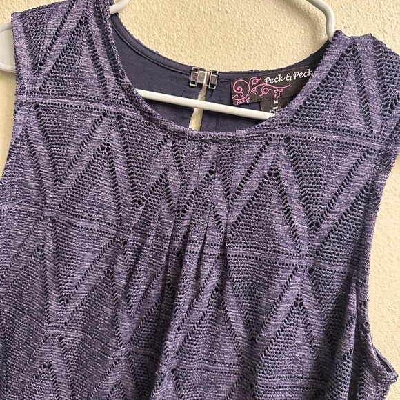 Peck & Peck Laser Cut Sleeveless Top Size Medium Blue Lined - Picture 3 of 9